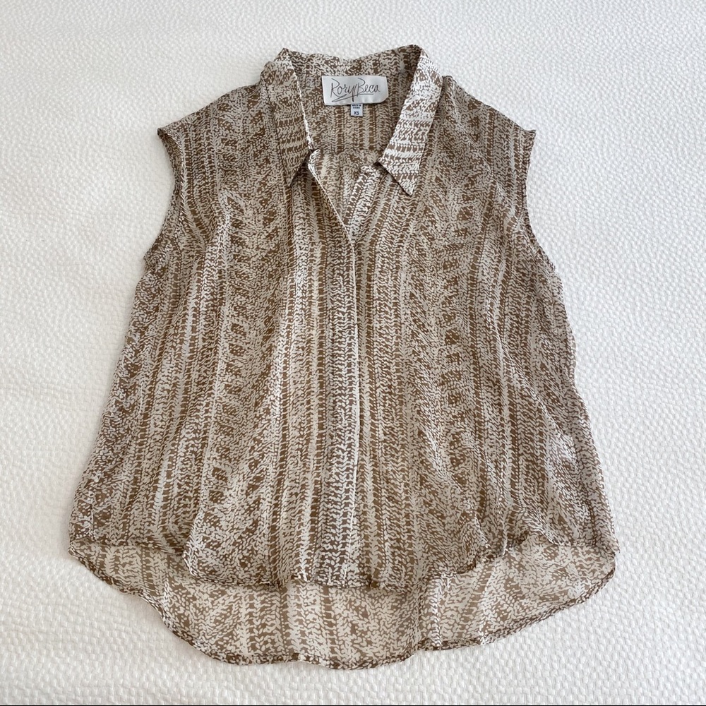 Rory Beca | Tan & Cream Silk Blouse